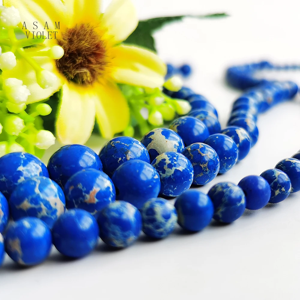 

Imperial Emperor Blue Natural Stone Beads Strand for Man Wonem Jewelry Making Charms Loose Bead DIY Bracelet Necklace Hot Sale