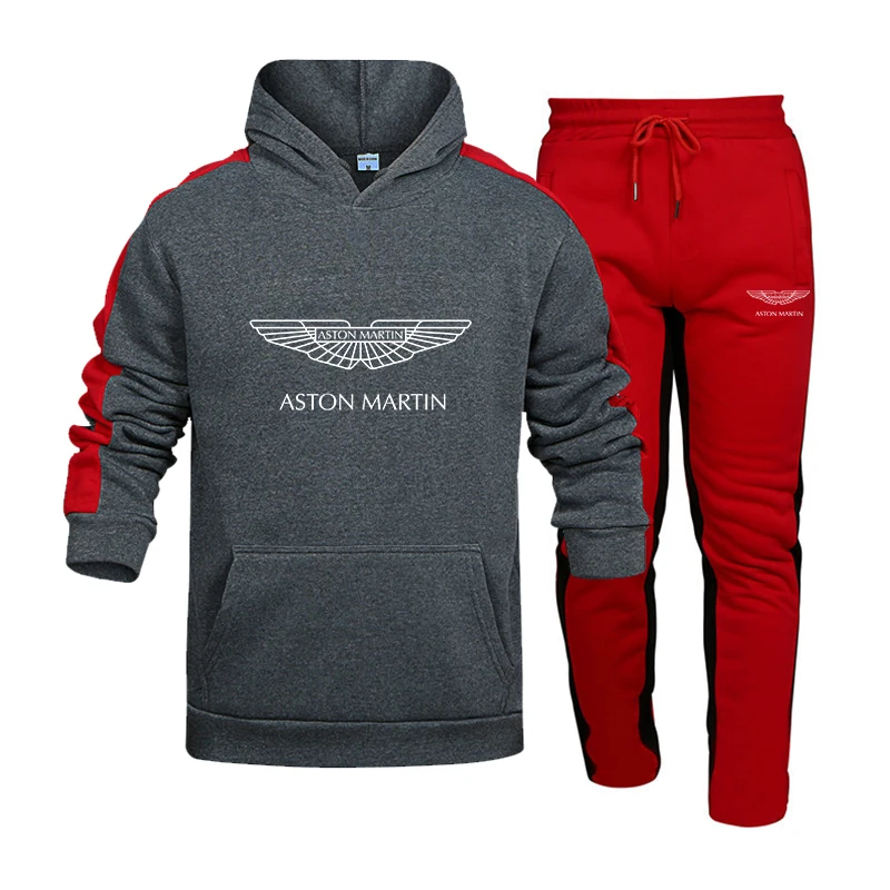 

Tracksuit Men 2 Piece Sets 2021 New ASTONMARCar Brand Autumn Winter Print Hooded Sweatshirt+pants Pullover Hoodie Sportwear Suit