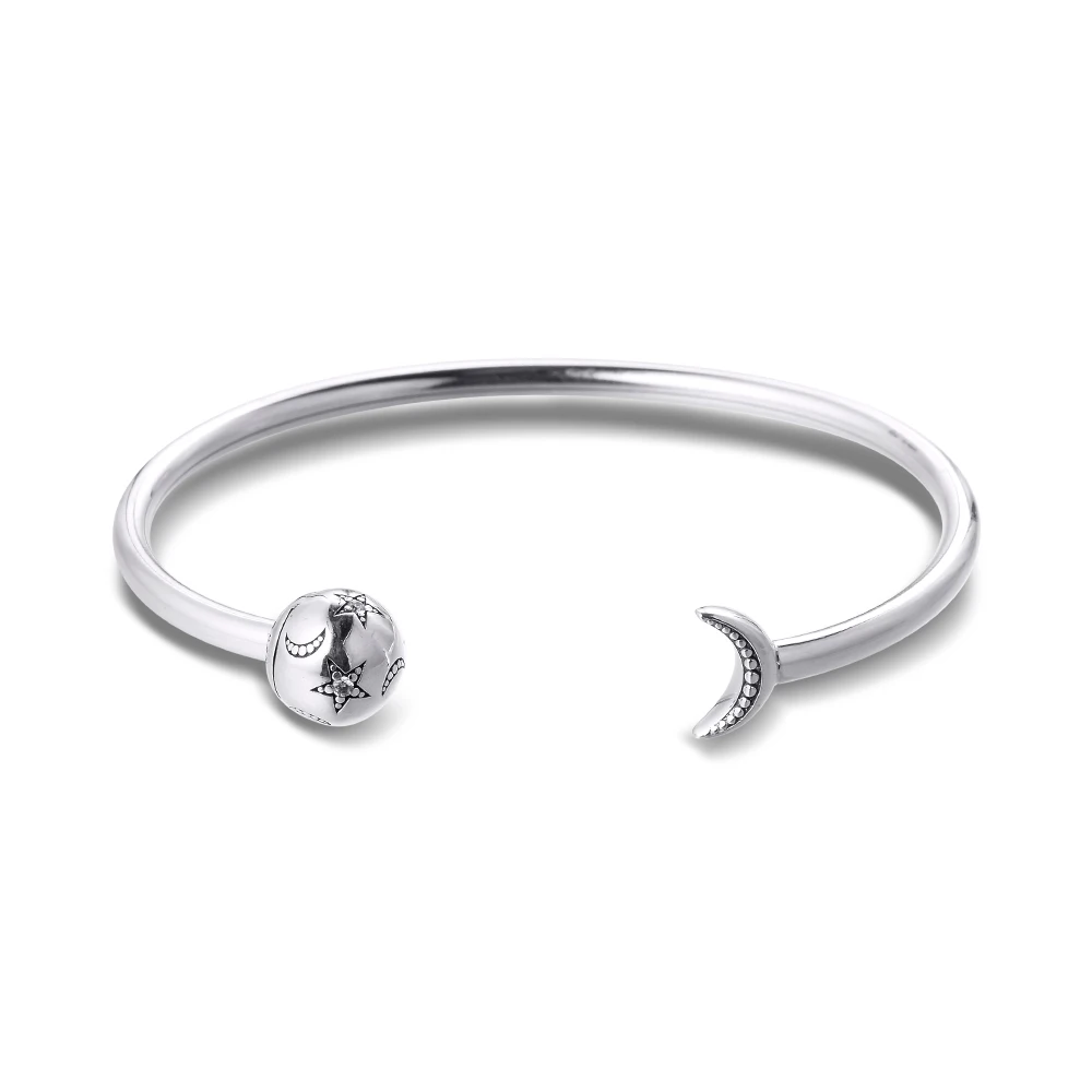 

Open Moon & Stars Bangles 100% 925 Sterling-Silver-Jewelry Free Shipping