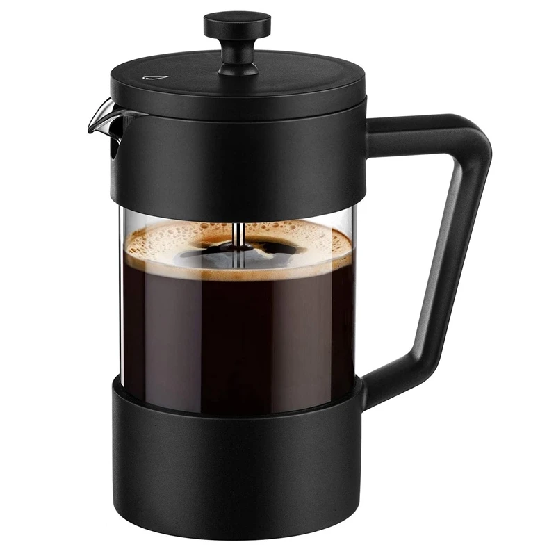

French Press Coffee & Tea Maker 12Oz, Thickened Borosilicate Gl Coffee Press Rust-Free and Dishwasher Safe,Black