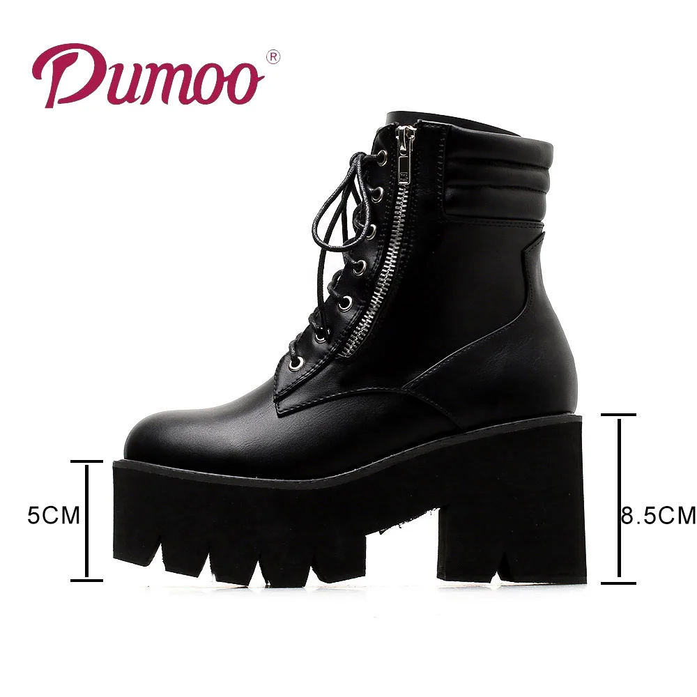 Dumoo/ботильоны для женщин сезон осень-зима кожаные ботинки на платформе с высоким