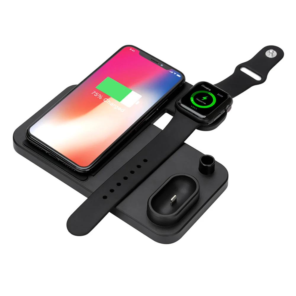 FDGAO Qi Беспроводная зарядная подставка для iPhone X 8 XS быстрая зарядная док-станция для Apple Watch 4 3 2 1 Airpods для samsung S10 S9