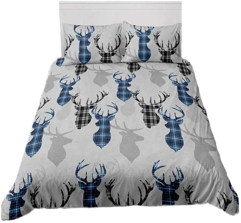 

ADASMILE A & S Animal Bedding for Kids Christmas Deer Bedding Set Soft Microfiber Duvet Cover with Zipper Closure