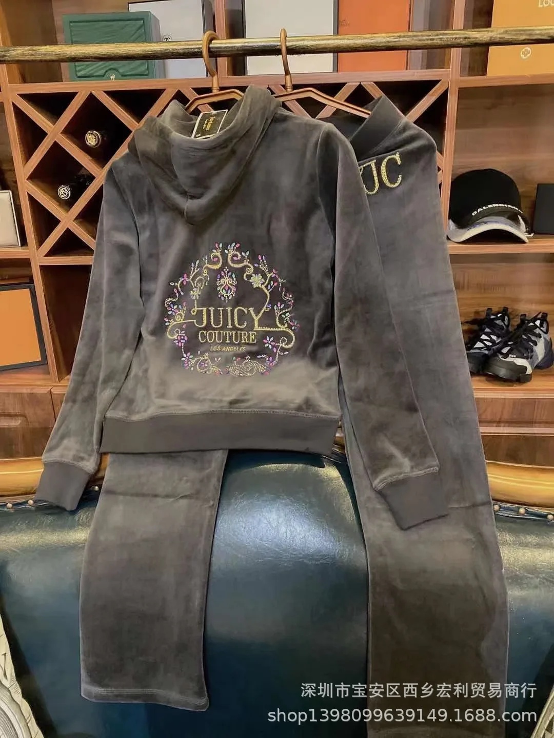 

Hoodies Sport Sweatsuit Long Sleeve Tops and Pants Fashion Pattern Velvet Women Tracksuit Fitted Two Piece Set S-XXL