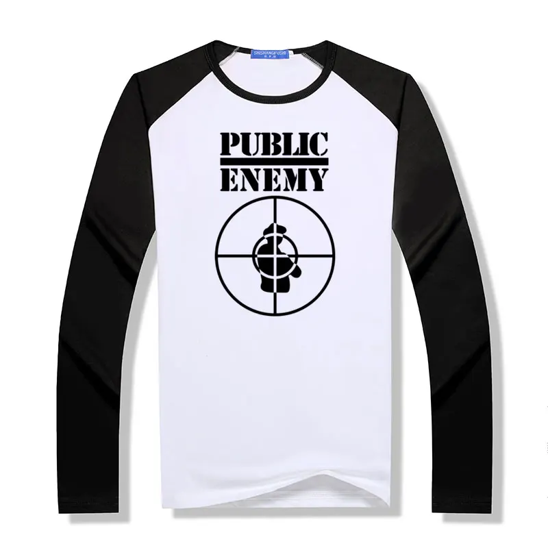 

2019 New Public Enemy T Shirt Ment Style Long Sleeve Novel Music Men raglan T-Shirt Modal Men Tees Top