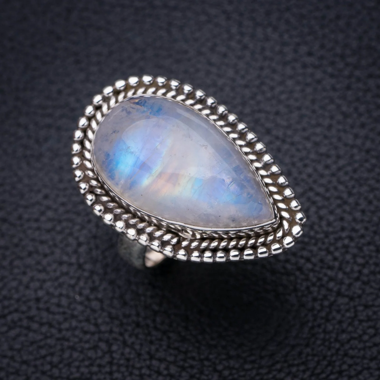 

StarGems природный лунный камень ручной работы 925 пробы Серебряное кольцо 6 E7234