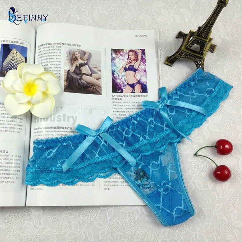 Сексуальные кружевные прозрачные трусы с бантом для женщин нижнее белье трусики