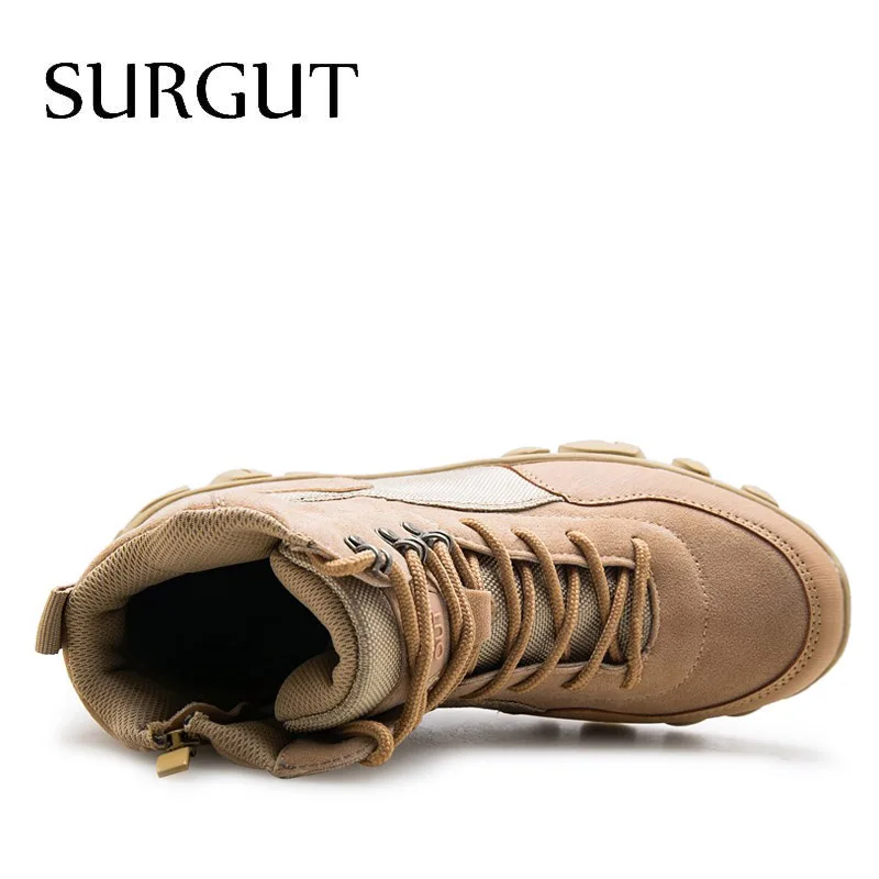 Мужские рабочие ботинки на шнуровке SURGUT черные повседневные ботильоны размеров