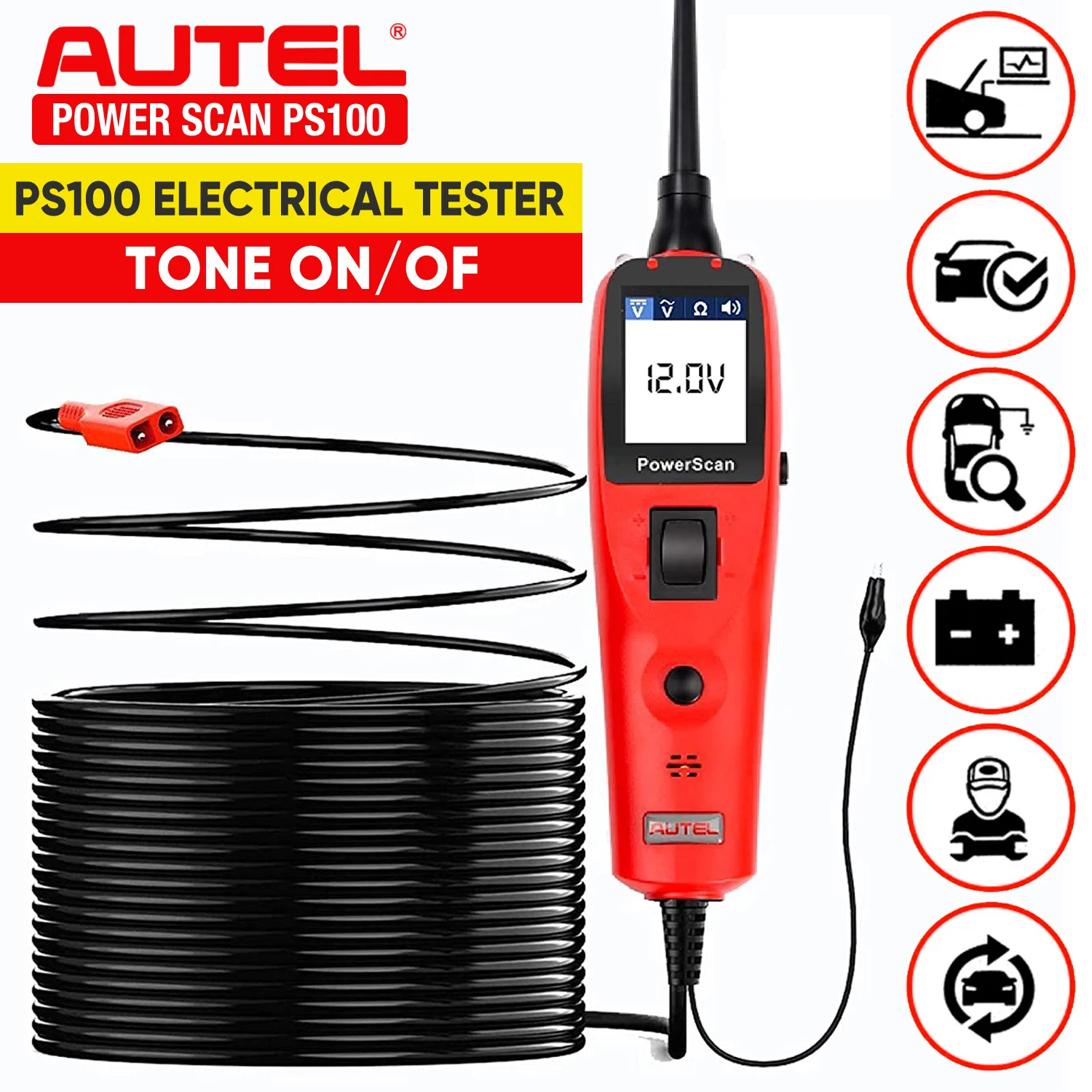 Autel PowerScan PS100 инструмент для диагностики электрической системы сканер OBD2 цифровой