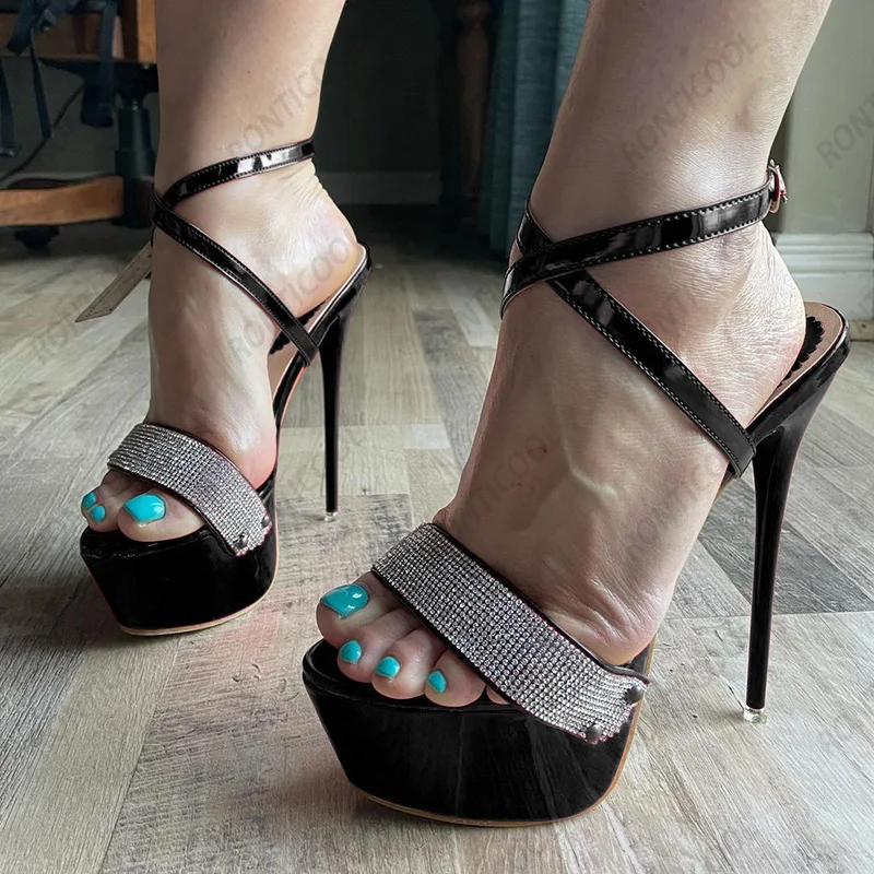 Ronticool/Новые женские блестящие сандалии ручной работы на платформе пикантные