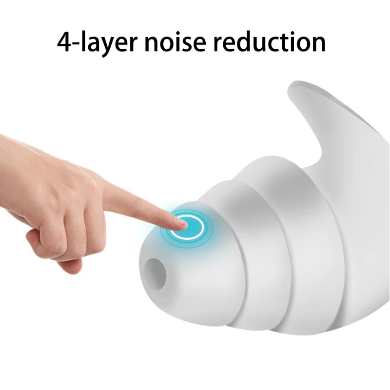 

D57D 1Pair 3 Layer Soft Silicone Ear Plugs Tapered Noise Reduction Earplugs Sound Insulation Ear Protector