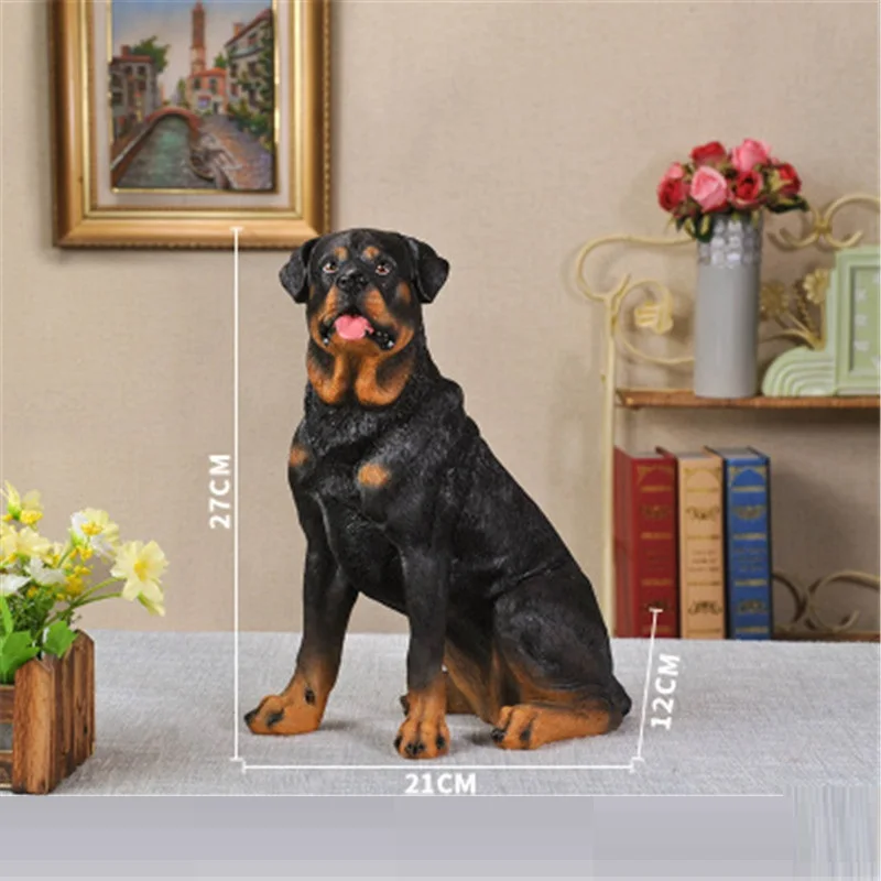 Simulation Rottweiler Dog Statue Animal Puppy Home Decorations Resin Art Craft Creative Gift Home Decoration Accessories