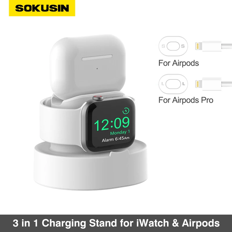 Подставка 3 в 1 SOKUSIN для Apple Watch Airpods SE 7 6 5 4 2/1 настольный держатель телефона |