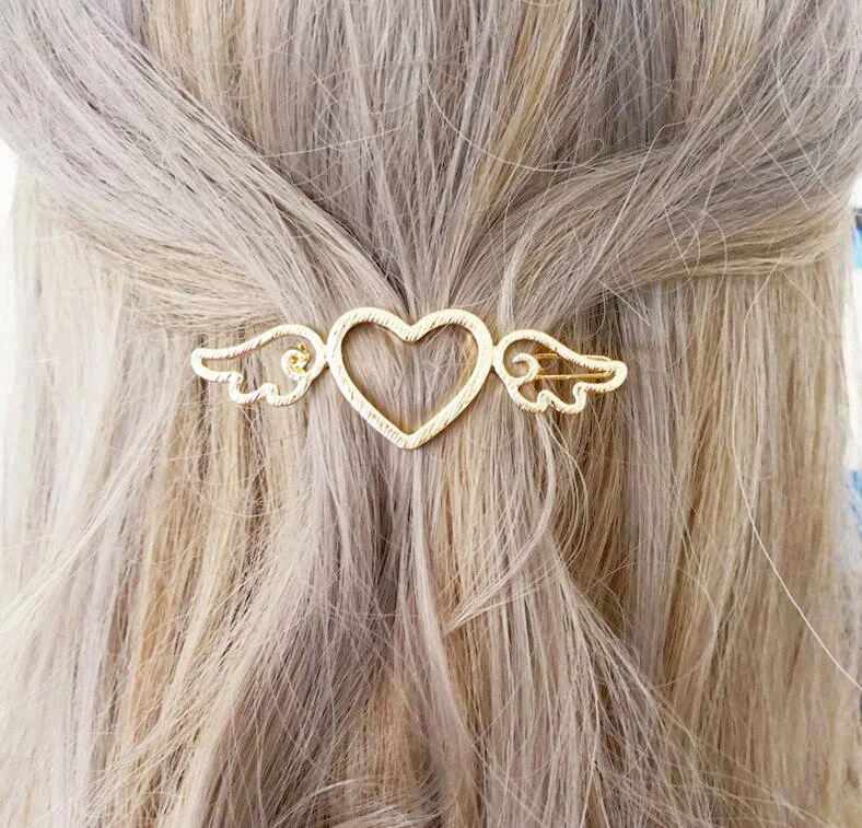 Gold heart Модные металлические заколки для волос с листьями, заколка для волос, заколка для волос, Когти для женщин, девушек, тренд, очаровательные, круглые, треугольные - Окраска металла: Gold heart