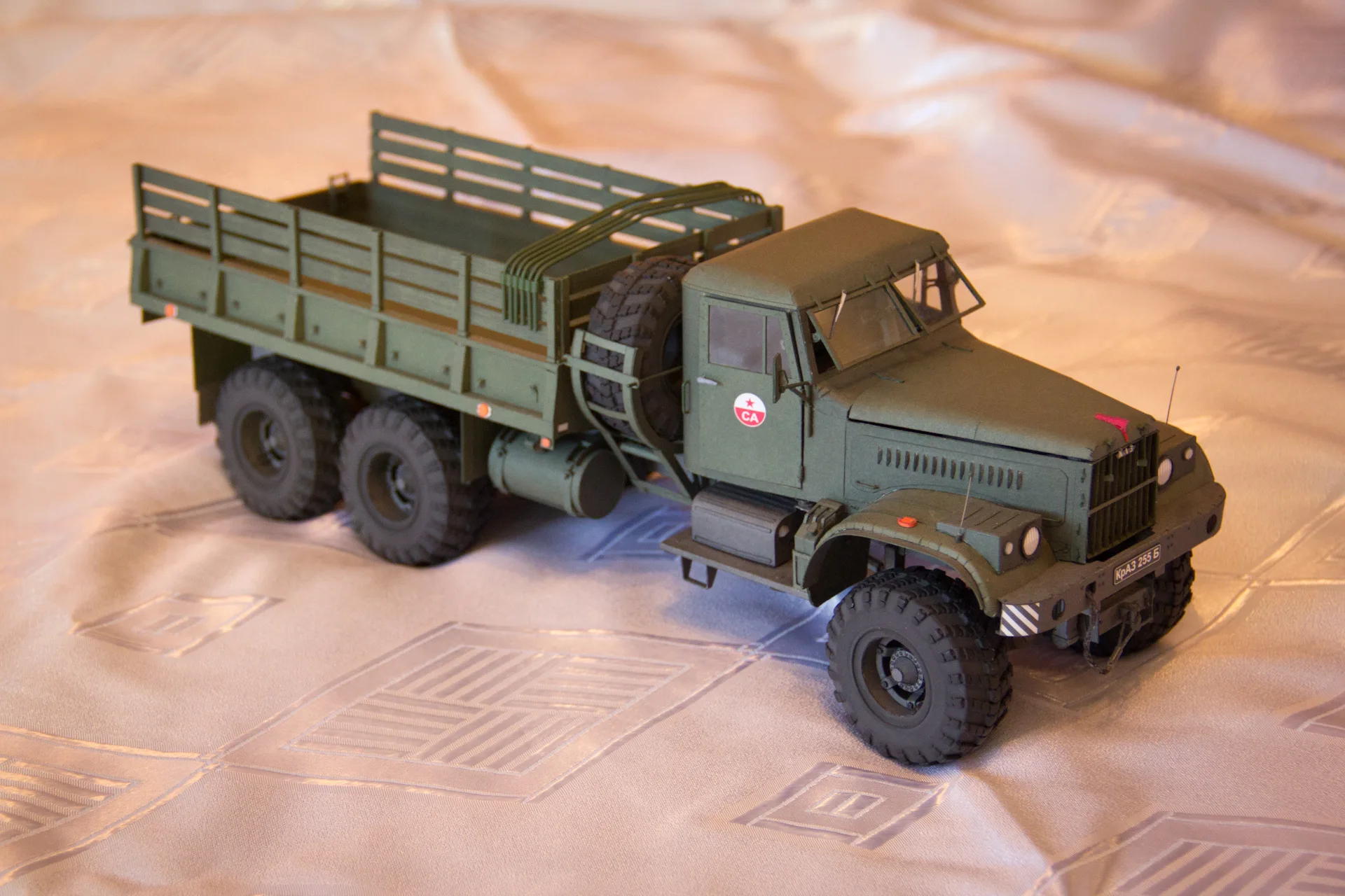 1:25 Kraz-255B военный грузовик DIY 3D бумажная карточка модель Конструкторы строительные игрушки развивающие игрушки Военная Модель