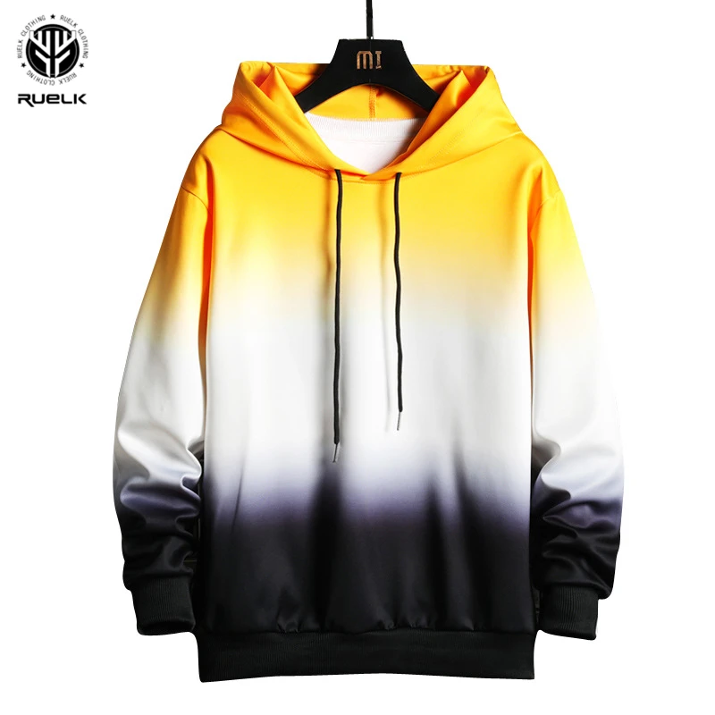 

RUELK 2020 Autumn and Winter Mens Hooded Men Fashion Trend New Casual Long-Sleeved Men's Street Sportswear Clothing Top