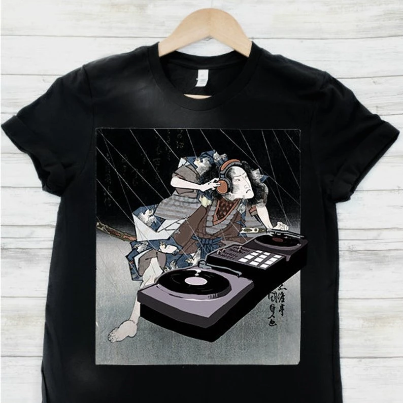 

Samurai Dj Shirt Deejay Shirt Funny Dj Tees Homme 2019 New Print T Shirt Mens Short Sleeve Hot Band T Shirts