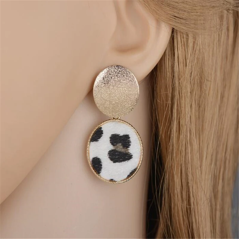 Женские леопардовые серьги золотого цвета круглые серьги-гвоздики с натуральным