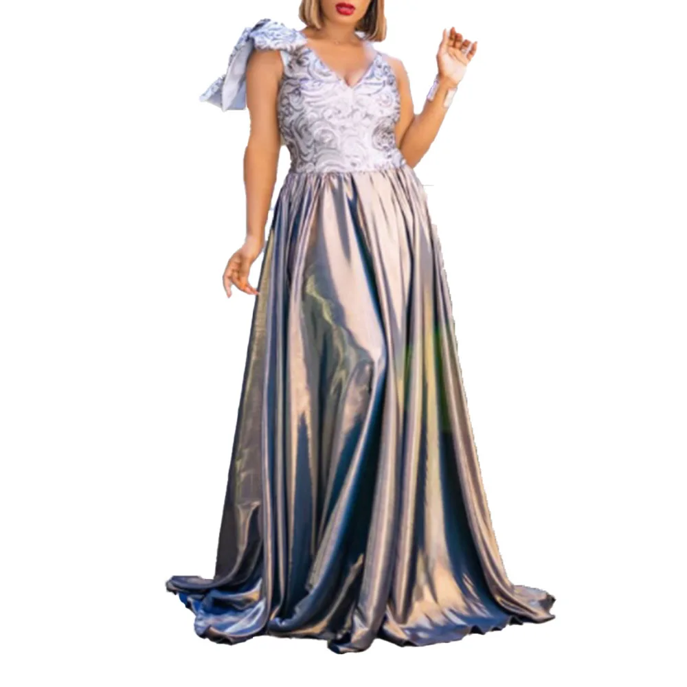 

Minimalist Party Dress Spring Summer Fashion Temperament Elegant Designer Backless One Shoulder Bowknot Sexy V-neck 2021