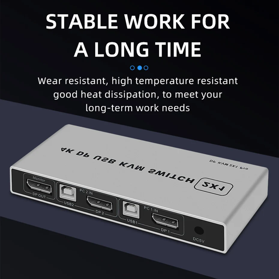 KVM консоль с двумя портами 2x1 USB порта дисплея 4K DP 1 2 коммутатор 4KX2K/60Hz 2K/144Hz порт в