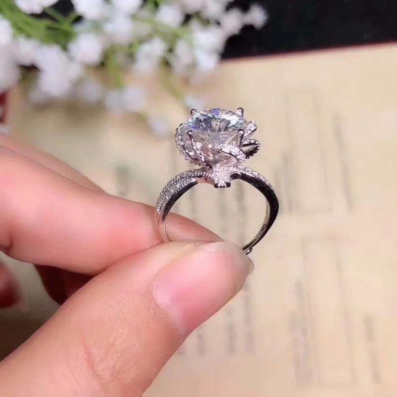Kkmall магазин круглых серебряных колец с муассанитом 1.00ct D VVS Роскошные колечки из