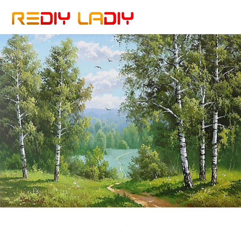 

DIY Beaded Embroidery Kits Birch Forest Scenery Needlework High Quality Beads Partial Crystal Beaded Cross Stitch Hobby & Crafts
