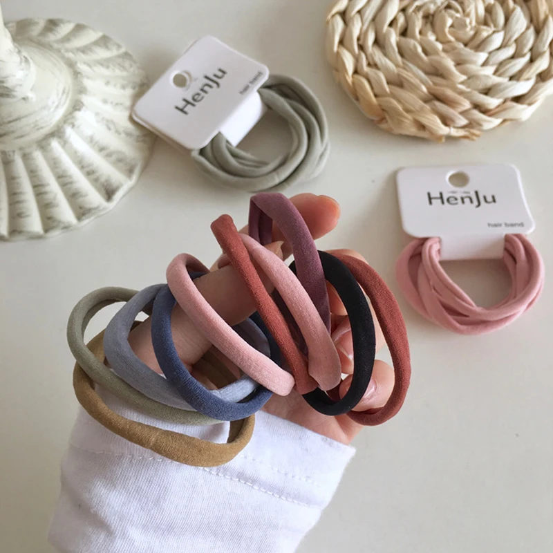 6 шт./компл. высокое эластичное кольцо для волос милые цветные базовые резинки