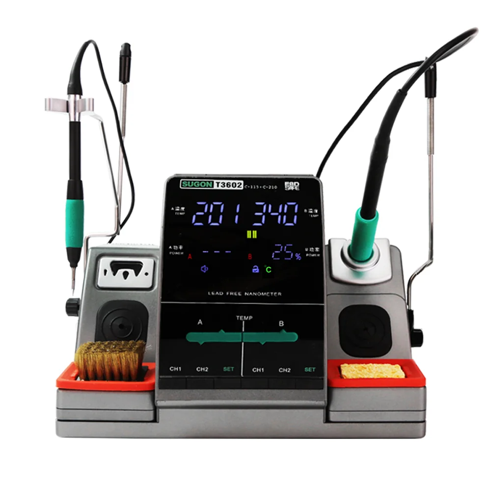 in stock sugon t3602 soldering station 2 in 1 iron mobile phone repair tools welding machine free global shipping