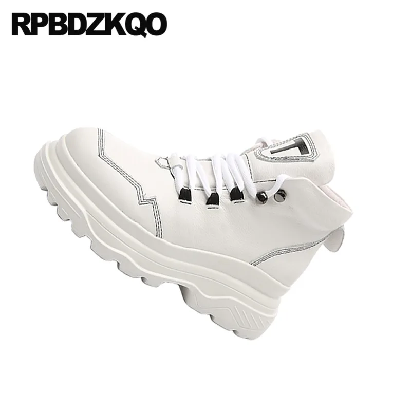 Обувь увеличивающая рост из натуральной кожи Сезон Зима На платформе Белые