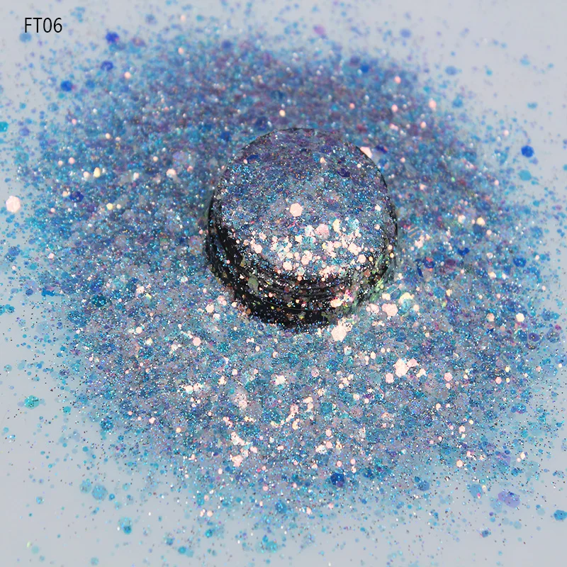 

50g/Bag Fairy Glitter 18Colors Mix Size Laser Shining Holographic Cosmetic Grade Nail Sequins Bulk Nail Glitter Flakes