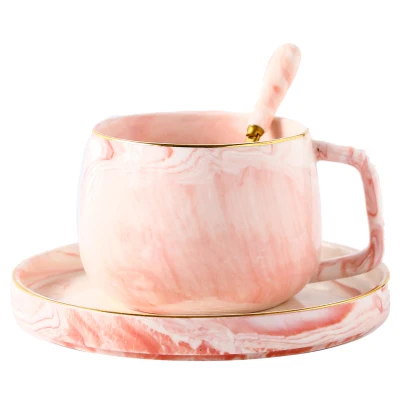 

Nordic Simple Coffee Cup Saucer Breakfast Cup Set English Afternoon Tea Ceramic Flower Tea Cup Saucer Spoon Milk Mug EA6BYD