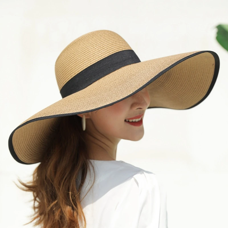 

Summer Beach Hat Women fashion Bow Straw Hat Big Brim Sun Hats UV Protection Foldable Roll Up Floppy Cap chapeu feminino