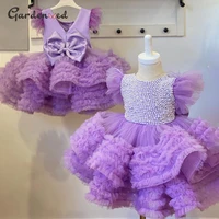 gardenwed purple princess dress pearl beaded puffy first communion dress flower girl dresses cute child girls dress first gown