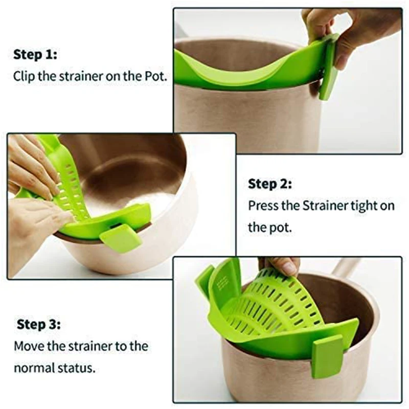 

Silicone Strainer Heat Resistant Drainer Fit All Pot Bowel Rice Washing Colander Kitchen Gadgets for Pasta Spaghetti Ground Beef