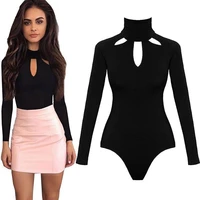 new sexy women boysuit rompers cutout one pieces spring autumn long sleeve high necked bodycon body suit ladies overalls
