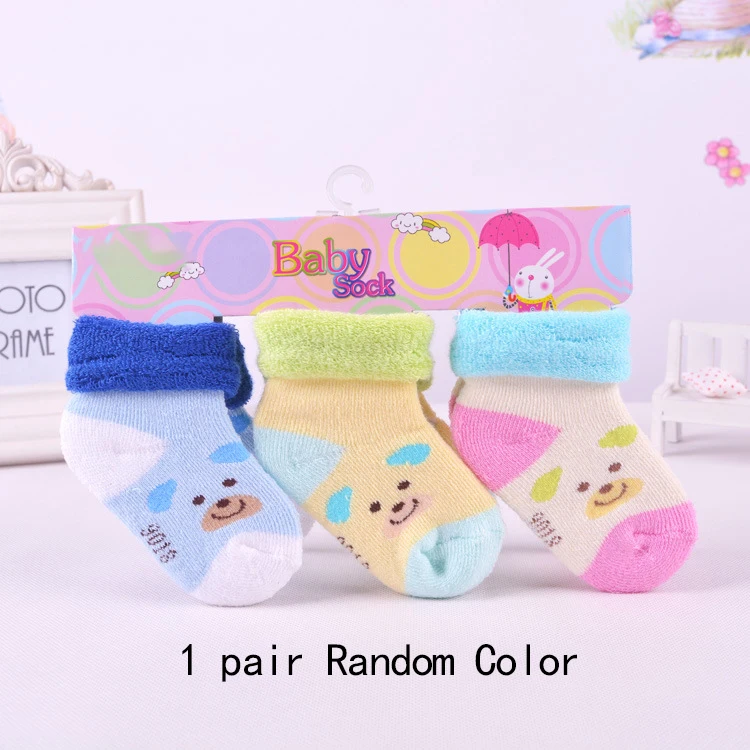 Dog 1 pair Random 1 шт.; зимние Утепленные махровые носки для малышей; теплые хлопковые носки для новорожденных с изображением кота/собаки; милые носки для маленьких мальчиков и девочек - Цвет: Dog 1 pair Random