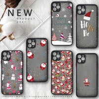 merry christmas snowman pattern phone case matte transparent for iphone 7 8 11 12 plus mini x xs xr pro max cover