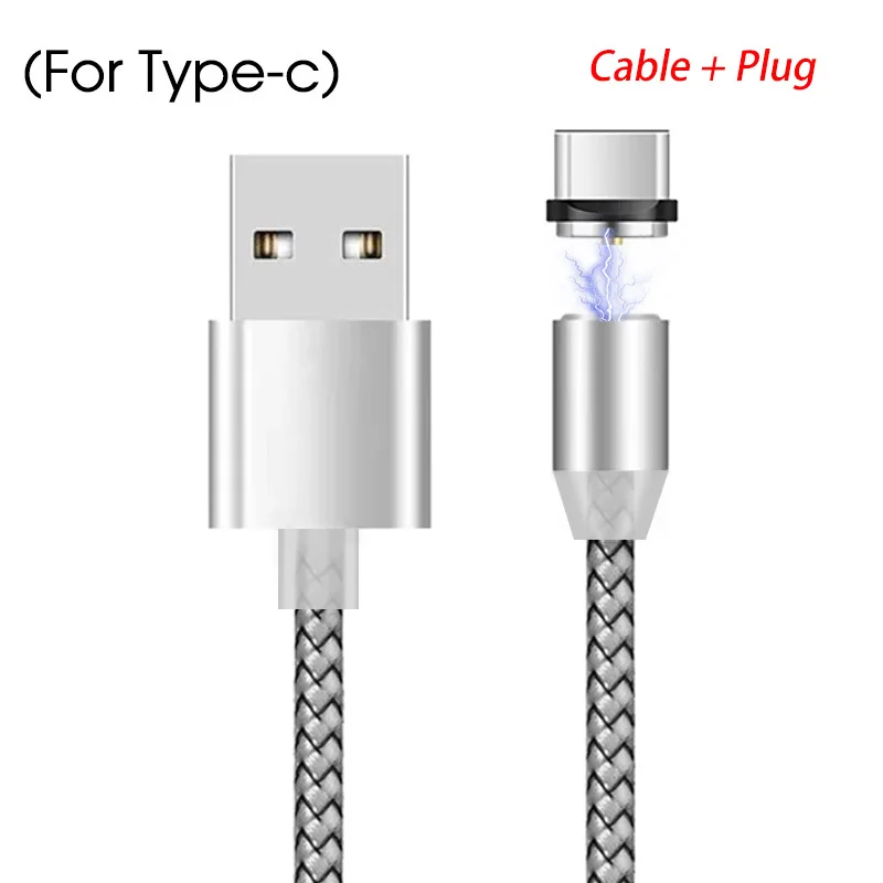 For Type C Silver 1M 2M Magnetic Micro USB Cable For Samsung Android Mobile Phone Type-c Charging For Redmi Note 7 8 Pro Magnet Charger Wire Cord - Цвет: For Type C Silver