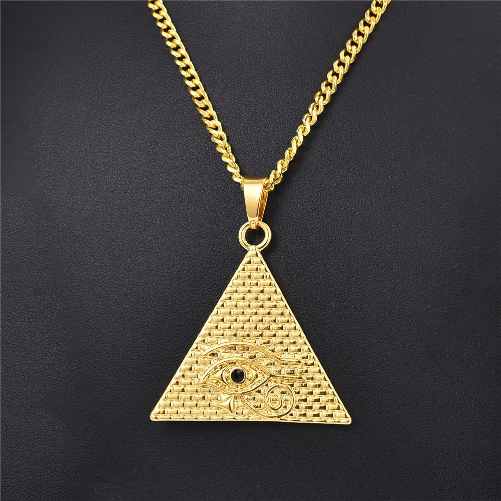 

New Egyptian Pyramid Pendant Fashion Triangle Chain Necklace Gold Plated Color Wholesale Accessories Man Female Hiphop Jewelry