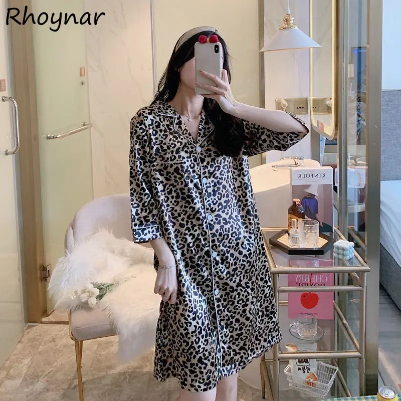 

Sleepshirts Women Print Simple Kawaii Korean Style Turn-down Collar Nightwear Students Cozy Design Oversize M-3XL Female Newest