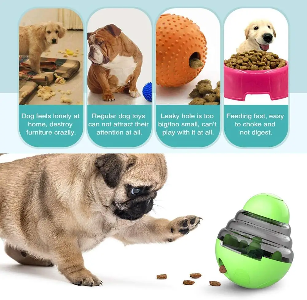 

Interactive Dog Cat Food Treat Ball Bowl Toy Funny Pet Shaking Leakage Food Container Puppy Cat Slow Feed Pet Tumbler Toy