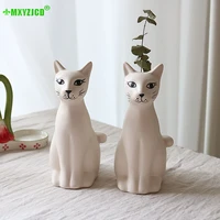 white frost ceramic hand painted egyptian guardian cat vase ornaments for desktop home decoration accessories hydroponic planter