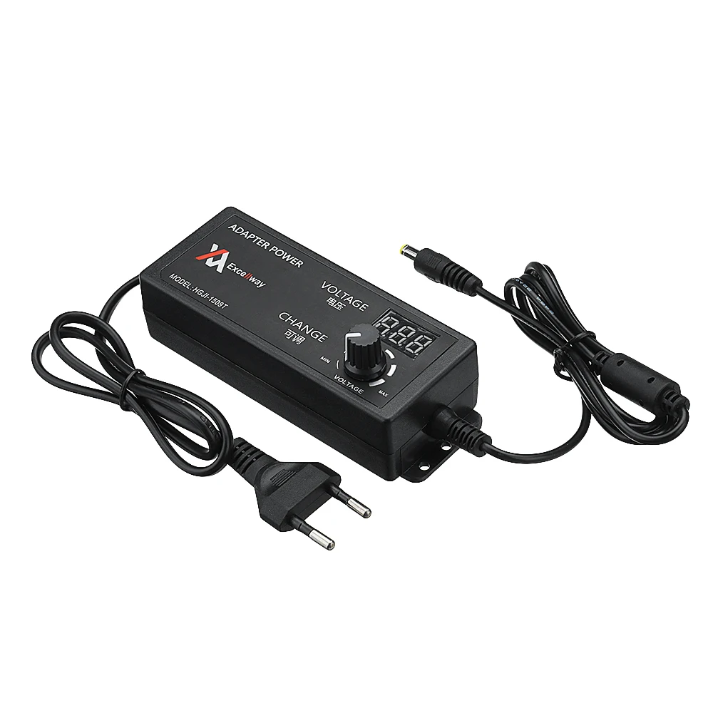 

4-24V 2.5A 60W AC/DC Adjustable Power Adapter Supply EU Plug Speed Control Volt Display