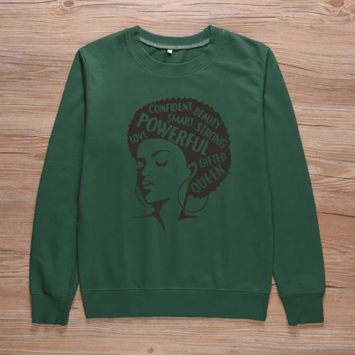 ONSEME афро леди Графический свитер женский наряд христианский Crewneck Толстовка Унисекс уличные пуловеры Толстовка спортивный костюм - Цвет: Green