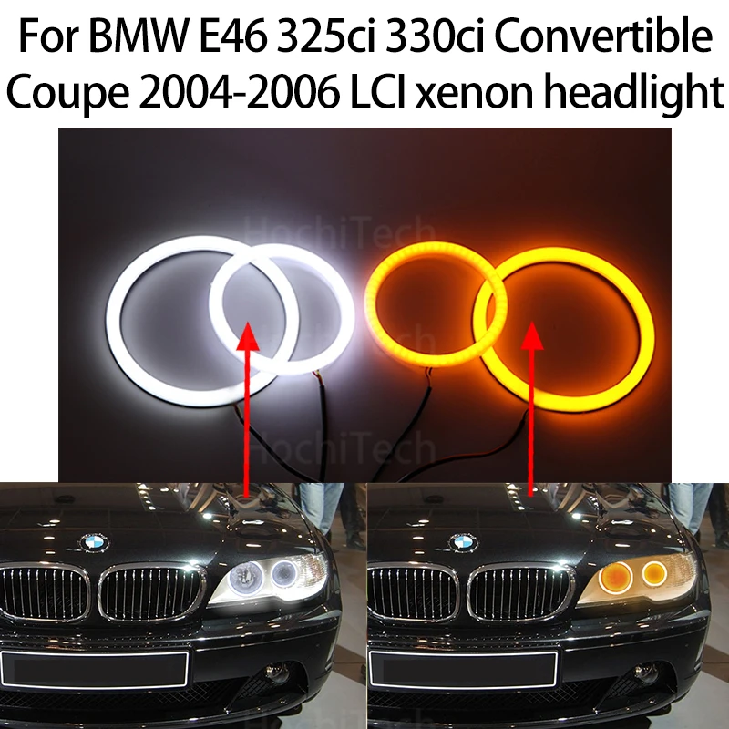 

Горки хлопок светильник светодиодный Ангел глаз двойной белый янтарь для BMW E46 325ci 330ci купе 2004-2006 LCI ксенон головной светильник