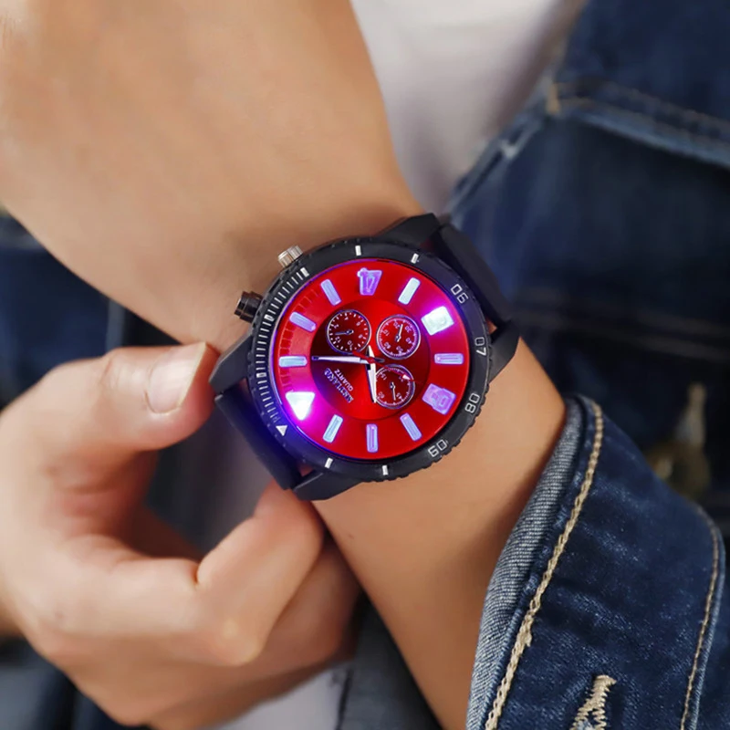 Красочные светящиеся Мужские кварцевые наручные часы люксовый бренд военные