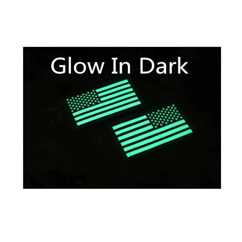 Glow In Dark Reverse USA Flag Patch Army Navy Air Force Seal Uniform DIY Patches for Clothing Applique Badges | Дом и сад