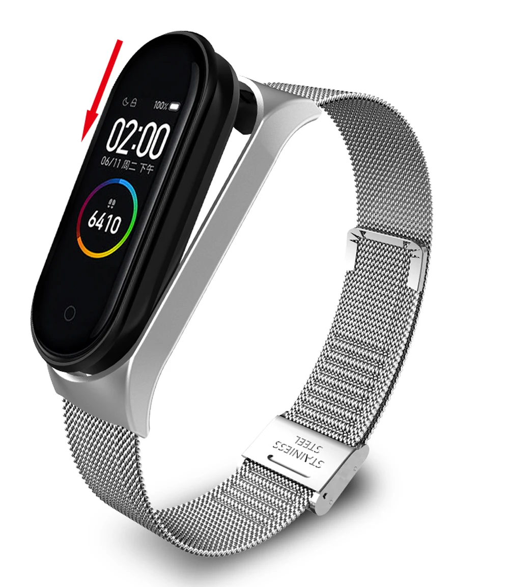 Пряжка металлический ремешок браслет для Xiaomi mi 4/3 ремешок для mi Band 4/3 ремешок из нержавеющей стали mi Band 4/3 наручный ремень