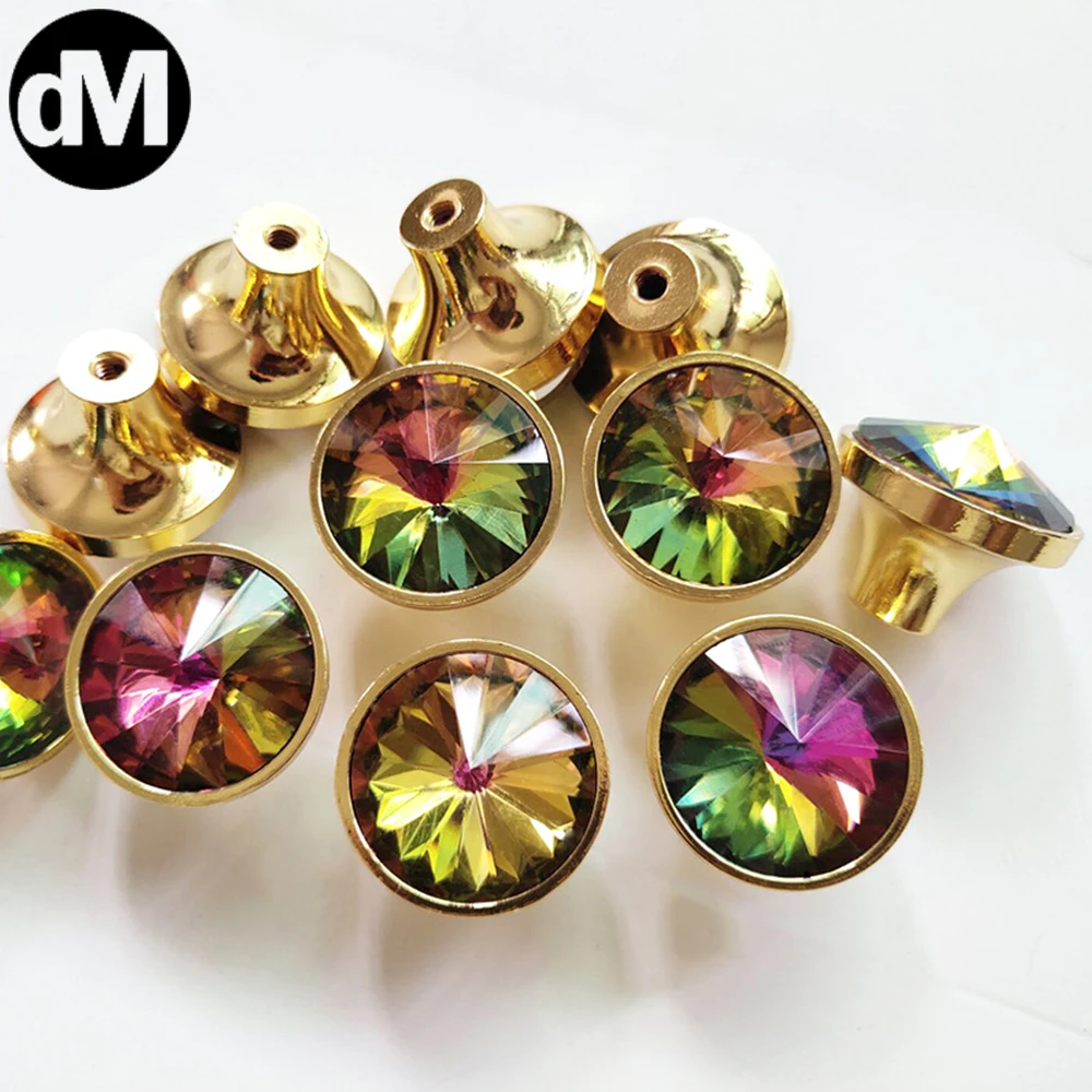 

DM 2pcs Modern Crystal Door Handle Furniture Knobs Cabinet Knob Drawer Cupboard Wardrobe Hardware Fittings Kits Metal Handles