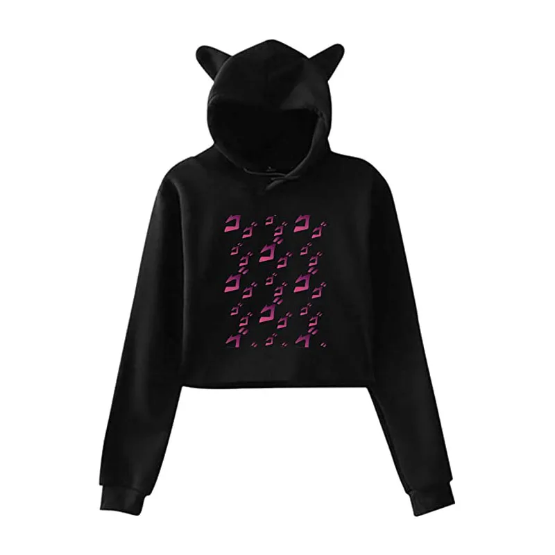 

Haikyuu!! Tee Women's Long Sleeve Cat Crop Top Hoodie Cat Ear Pullover Hooded Sweatshirt